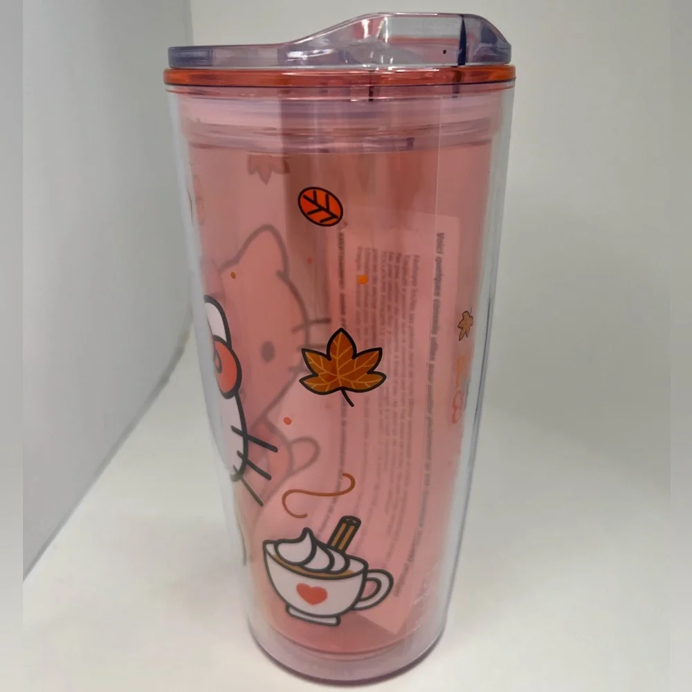 Hello Kitty Fall Pumpkin Spice Plastic Tumbler Cup Autumn